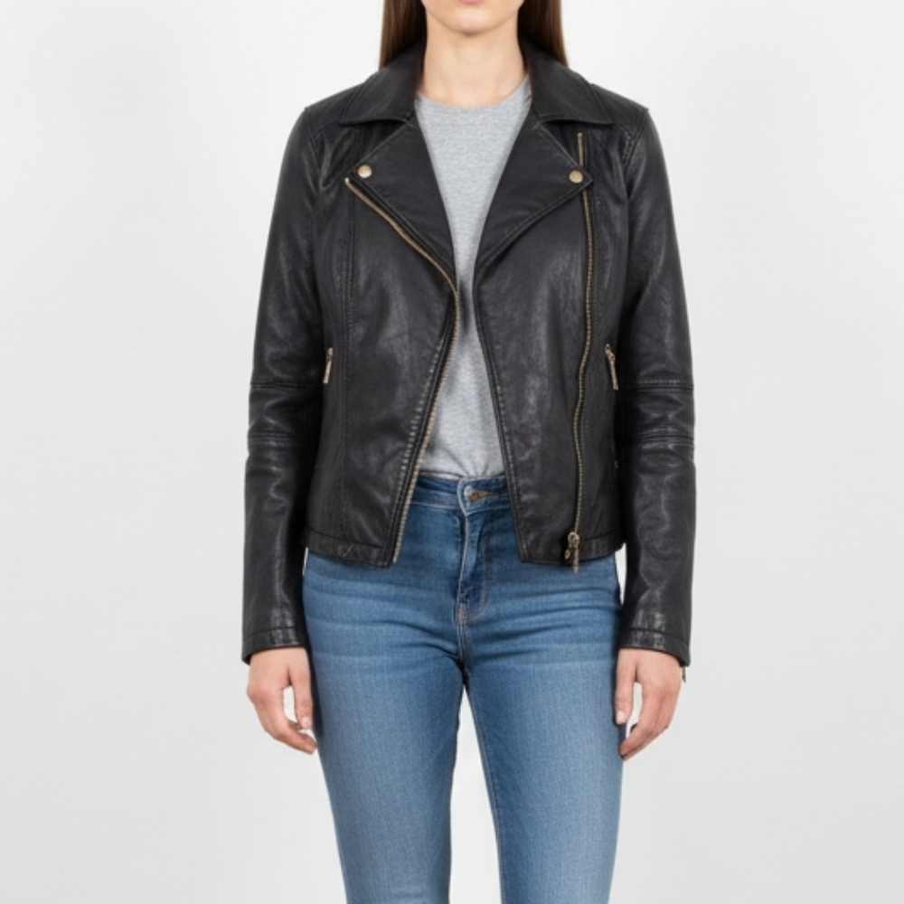 Michael Kors Asymmetrical Leather Moto Jacket